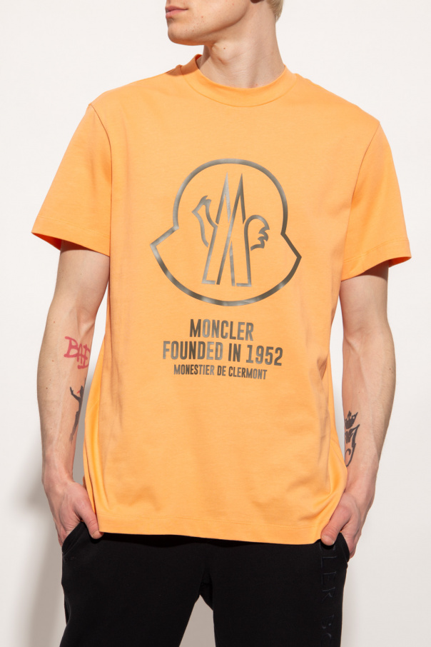 国内発送 関税込★ MONCLER ウェーブロゴ コットンTシャツ Moncler ロゴ Tシャツ | ブルー | FARFETCH JP
